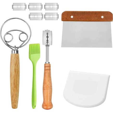 Acciaio inossidabile con manico in legno - Tagliapasta - Raschietto per polveri - Raschietto per alimenti - Raschietto per farina - Utensile da forno - Tagliapasta per rotoli di noodles di riso (1/2)