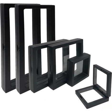 6 vetrine 3D per gioielli e monete - Supporto per appendere incluso - Nero (1/5)