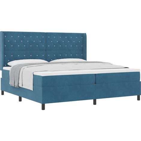 Maison Exclusive - Letto a molle con materasso Blu 200 x 200 cm Velluto (1/5)