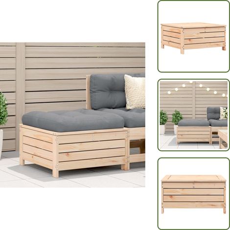 Poggiapiedi in legno - vidaXL Poggiapiedi da Giardino con Cuscino in Legno Massello di Pino - Design a doghe