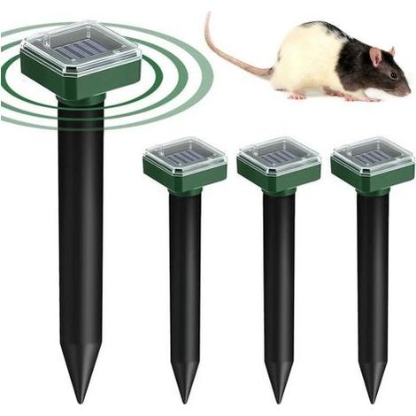 DBBEGK Aiperq – Répulsif solaire pour taupes – Lot de 4 – Émet des ondes de vibration pour repousser taupes, campagnols et rongeurs – Imperméable et résistant aux intempéries (1/5)
