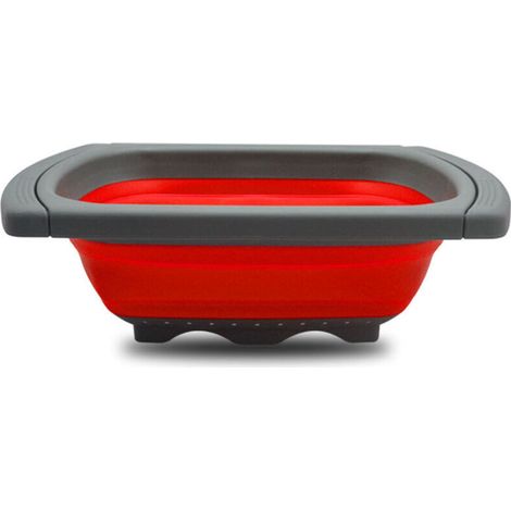 Passoire pliable extensible avec poignées, panier égouttoir de cuisine réutilisable – rouge (1/5)