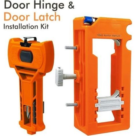 Kit d'installation de charnière et de loquet de porte (orange) Kit d'installation de charnières et de loquets de porte, gabarit de mortaise pour charnières de porte, loquet pour un ciselage et un marq (1/5)