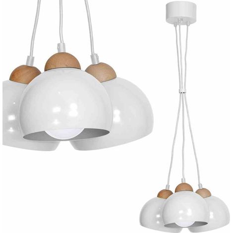 Suspension Milagro Dama blanc/bois clair 3xE27 Ø30 (1/5)