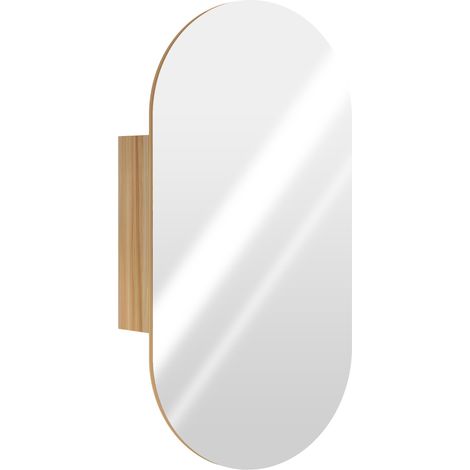 Armoire murale salle de bain miroir ovale 45x90 cm moderne sans cadre bois naturel (1/5)