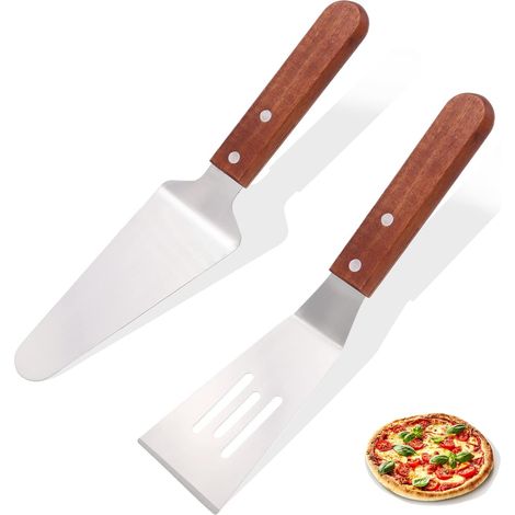 Stainless Steel Cake Server and Cake Server Set with Wooden Handle for Cutting and Serving Dessert Brownies (1/5)