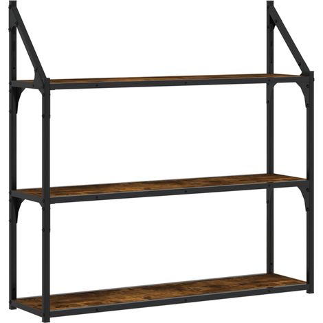 Étagère murale 3 niveaux chêne fumé 80x21x78,5 (1/5)