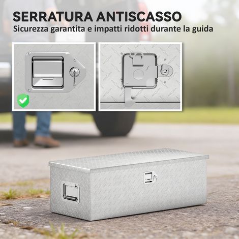 Mallette outillage aluminium 43L argent 76,2x33x24,4 cm, verrouillable avec poignée latérale, 2 clés incluses (1/5)