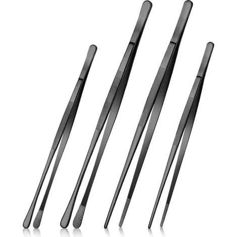 Lot de 4 pinces de cuisson en acier inoxydable, différentes longueurs et formes