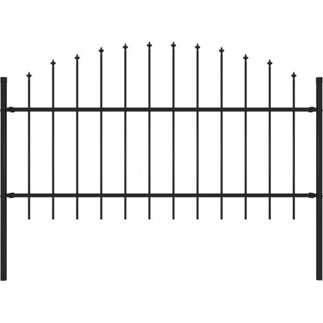 vidaXL Garden Fence with Spear Top Steel 181x125 cm Black