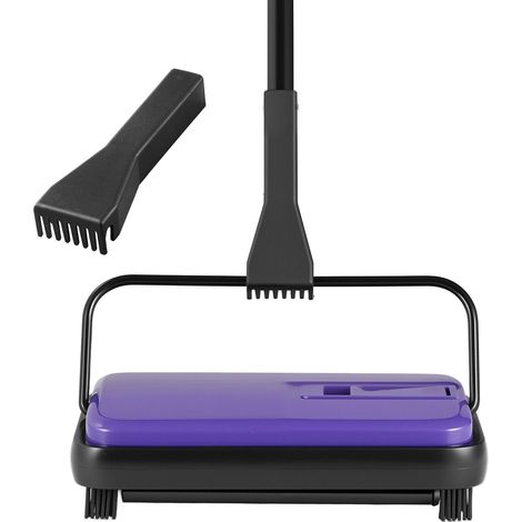 Balai à tapis manuel, 300 ml, largeur 17 cm, idéal maison bureau, poils animaux, poussière, violet. (1/5)