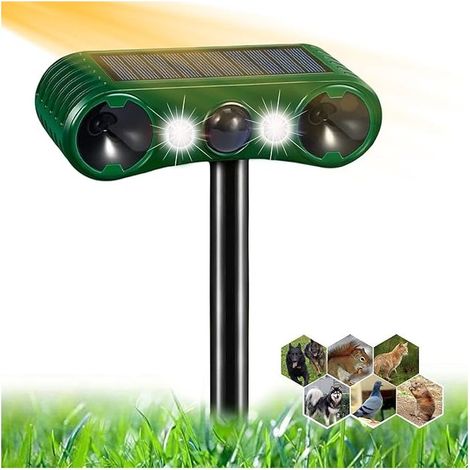 Ultraschall-Katzenabwehrgerät, Solar-Katzenabwehrgerät mit 2 Modi, wasserdichtes Outdoor-Katzenabwehrgerät mit LED-Licht und Bewegungsmelder, Haustierabwehrgerät für Katzen, Hunde, Mäuse, Waschbären u (1/5)