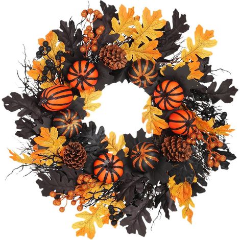 Couronne de d'halloween pour Porte d'Entrée Couronne Automnale Décorative (1/5)