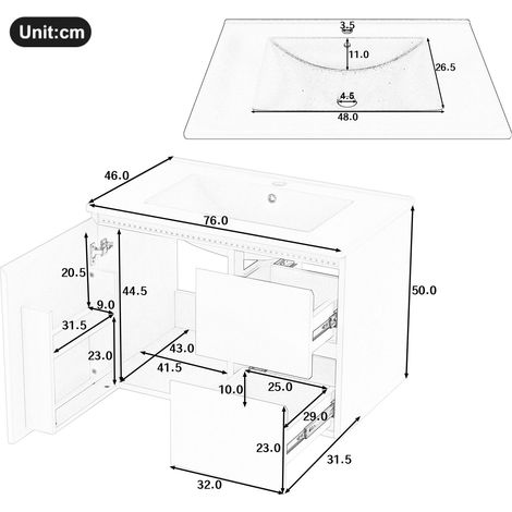 Möbelstück aus MDF in Weiß 76 x 46 x 50 cm HOMAIRE (1/5)