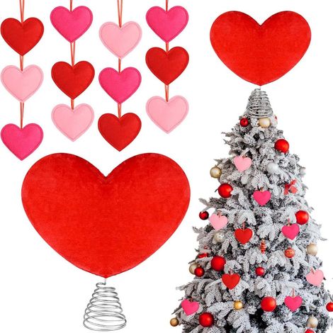 Décoration Arbre En Forme De Cœur - Pendentif Pour Arbre De Noël Ou Décoration De Saint-Valentin - Lot De 12 (1/5)