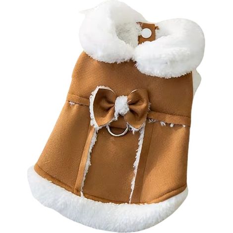 Abrigo para perros, Ropa para perros, Abrigo para perros, Cárdigan, Cárdigan para perros, Con lazo, Cálido, Resistente al viento, Talla M, Rosa (1/5)