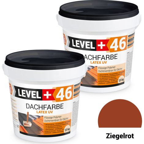LEVEL+ Dachfarbe Sockelfarbe elastische Dicht-Polymermembrane L+46 ZIEGELROT - 3KG