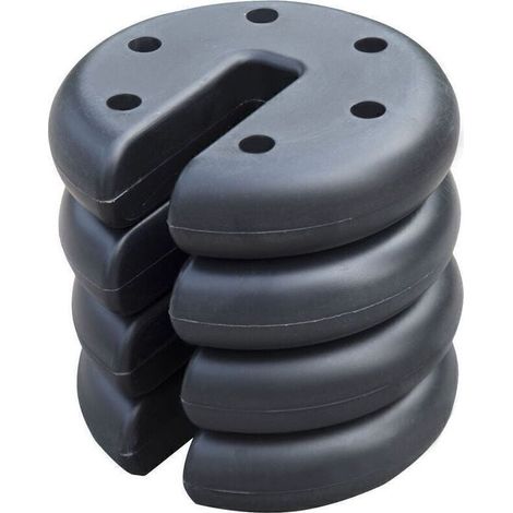 Lot de 4 Poids de Lestage Circulaire pour Tonnelle Tente Diamètre 20 cm Épaisseur 4,5 cm Polyéthylène Noir (1/4)