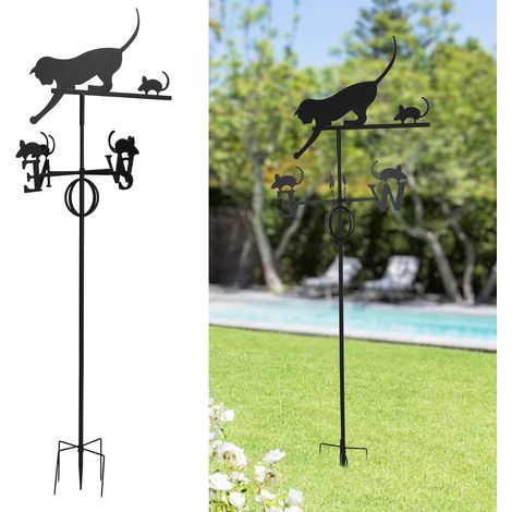 [Girouette] Girouette Chat Souris Bois et Metal Fer Forgé Plein Taille d'Atelier Rustique pour Courtyard Déco de jardin, 170cm (1/4)
