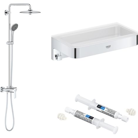 Columna de ducha mecánica Grohe Vitalio Joy 260 + pastilla rectangular GROHE Start Cube + pegamento QuickGlue