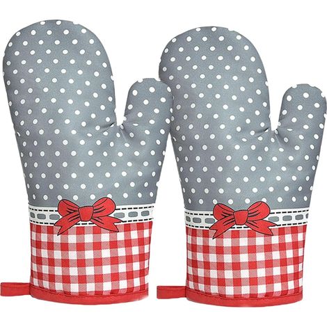 Gants De Four - Coton Doublé - Résistants À La Chaleur Jusqu'à 200 °C - Pour Four Micro-Ondes Et Barbecue - Paire (1/5)