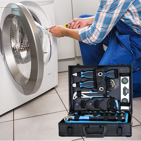 Kit d’outils multifonction de 247 pièces pour maison et bricolage avec valise portable, bleu et noir (1/5)