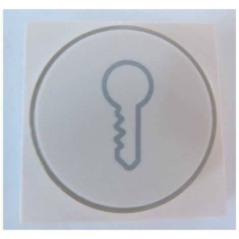 Enjoliveur de finition blanc avec anneau transparent + symbole clé pour bouton-poussoir 6A lumineux NIKO 101-64009