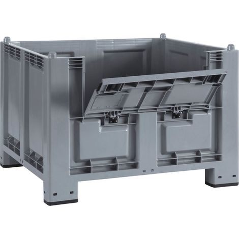 BRB Palettenbox mit Kommissionierklappe und 4 Füßen, lebensmittelecht, LxBxH 1200x800x850 mm (1/2)