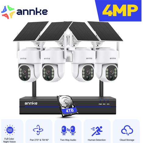 ANNKE 4MP Caméras de sécurité solaires sans fil, batterie 9000 mA pour caméra WiFi 4 To (1/4)