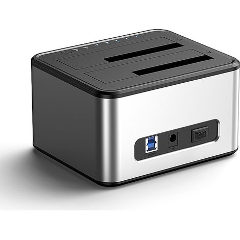 Boîtier double pour disques durs USB 3.0, clonage hors ligne en un clic, compatible avec les disques durs/SSD SATA 2,5/3,5 pouces. (1/5)