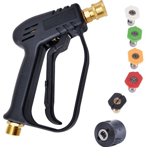 APEX Pistolet nettoyeur haute pression avec 5 embouts de buse pour le nettoyage de voiture (raccord de tuyau M22 14 mm ) (1/5)