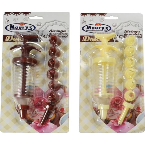 MAURY'S SIRINGA CHOCO PER DOLCI CON 8 PUNTE DECORATIVE COLORI ASSORTITI