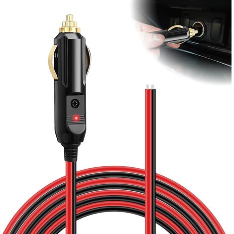 Male Cigarette Lighter Adapter, 12 V Male Cigarette Lighter Socket Cable, 12 V/24 V Male Cigarette Lighter Adapter, Compatible with Inverters, Navigators and Portable Car Vacuum Cleaners (1/5)