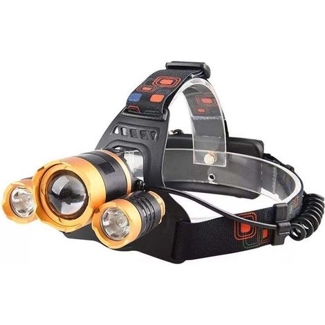 Lampe Frontale LED, 4 Modes  1300 Lumen Eclairage Puissante Ultra USB Lampe Frontale Rechargeable, pour Pêche, Camping, Lecture, Randonnée, Cyclisme(pile non incluse)