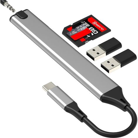 Lecteur Carte SD USB C Jack Adaptateur pour iPhone 17 16 15 Pro Max Cable vers Micro SD Prise pour Apple Casque de 3.5mm Ecouteurs Hub Filaire Compatible avec Samsung Galaxy S26 S25 Ultra Téléphone (1/5)