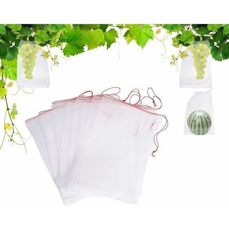 100 Stück Insektenschutznetzbeutel, Gartenschutznetz aus Nylon, wiederverwendbarer Obst- und Pflanzenschutzbeutel, Traubenbeutel mit Kordelzug, 15 x 10 cm – (1/4)