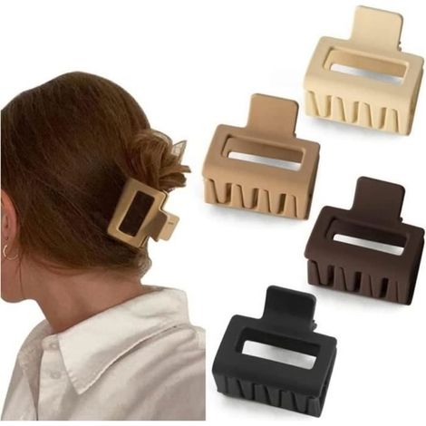 Pince à cheveux carrée Matte tempérament petite pince carrée laque en caoutchouc pince à cheveux, boîte de pinces à cheveux pour (1/4)
