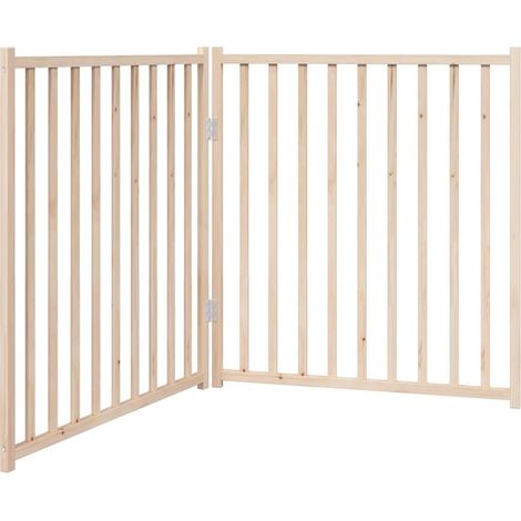 Barrière de sécurité pour chien animaux de compagnie pliable 2 panneaux 160 cm bois sapin massif marron