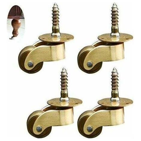 4 roulettes pivotantes en laiton pour meubles, roulettes de transport, roulettes silencieuses, mini-roulettes (1/5)