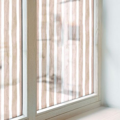 Fensterfolie 50x116 cm Milchglas Blickdicht Folie für Badezimmer Schlafzimmer Dekorfolie PVC Dekorativ Selbstklebend Sichtschutz Fenster Braune Gürtel