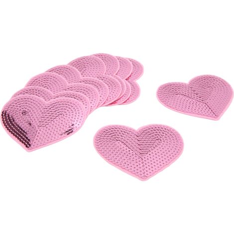 Dix patchs de repassage roses en forme de cœur, fins et résistants, en coton, à usages multiples, adaptés aux chemises, jeans, vestes, etc. (1/5)