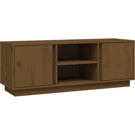 Mobile TV multimediale scaffale per televisione televisore buffet sala da pranzo soggiorno camera da letto miele 110 x 35 x 40,5 cm legno di pino massiccio marrone 020027700