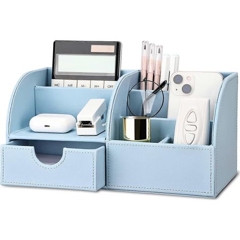 Organiseur de bureau en similicuir PU, pot à crayons, boîte de rangement pour fournitures de bureau, accessoires de bureau