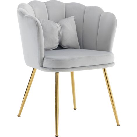 Fauteuil moderne en velours avec dossier feuille et coussin papillon, pieds métal doré (1/5)