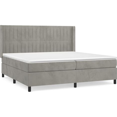Maison Exclusive - Giroletto a Molle con Materasso Grigio Chiaro 200x200cm Velluto (1/5)