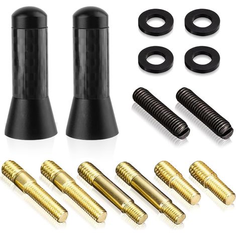 2 Pièces Antenne de Voiture Courte 3,5 cm, Mini Radio Antenne De Toit à Tige Court Universelle, Aérienne Stubby Remplacement Amplifiée pour Véhicule, Signal FM/AM Clair, Résistante aux Intempéries (1/5)