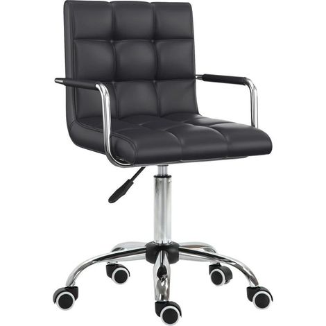 Fauteuil de bureau ergonomique blanc en simili cuir avec accoudoirs, hauteur réglable 46-61 cm (1/5)