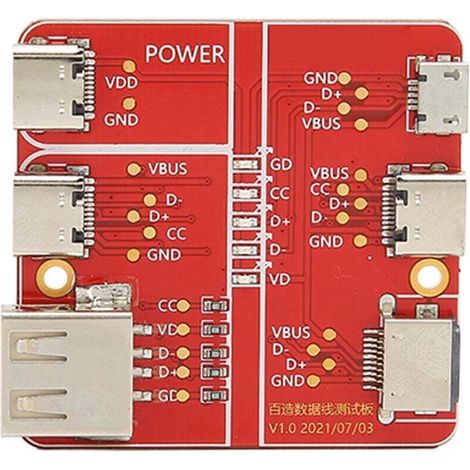 UlisemCarte de Test de Charge, Carte de Test de Charge Précise, Testeur de Triade de Câble USB, Dispositif de Test de Fil de Données 3 en 1, Micro Précis de Type C pour Interface iOS