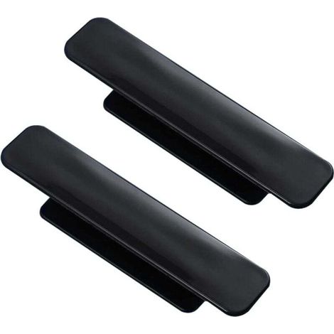 Un ensemble de 2 poignées de meubles adhésives en plastique de style grange, carrées, dissimulées, pour portes d'armoires, noires.