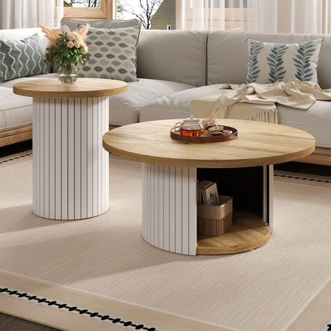 Mesa de centro conjunto modular elegante MDF 75x75x50cm natural